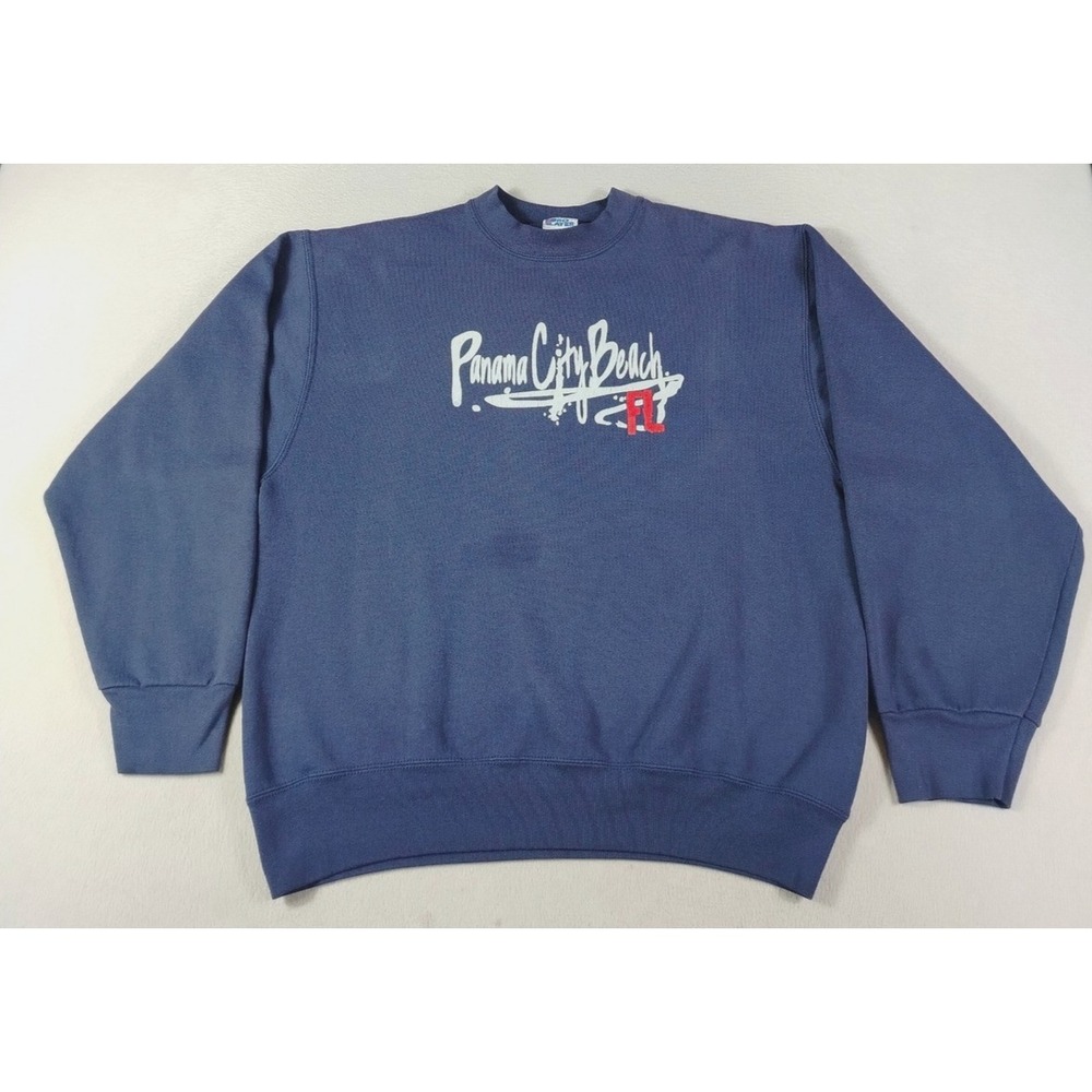 Vintage Pro Layer Sweatshirt Mens XL Blue Panama City Beach FL Streetwear Urban